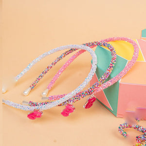 Hair Drama Co Barbie Glitter Gift Box with 3 Hair Bands and 3 Hair Bows - Pink & White - MSETK0025
