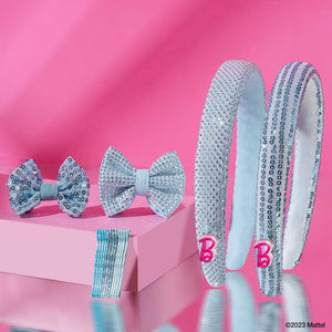 Hair Drama Co Barbie Kids Glam Gift Box with 2 Puff Hair Bands with Barbie Charm, 2 Hair Bows & 12 Hair Pins - MSET0019