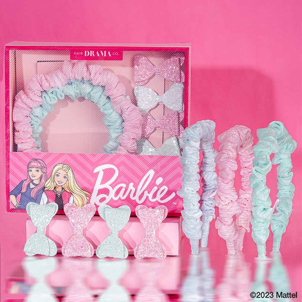 Hair Drama Co Barbie Kids Unicorn Gift Box with 3 Hair Bands & 4 Hair Bows - MSET0014