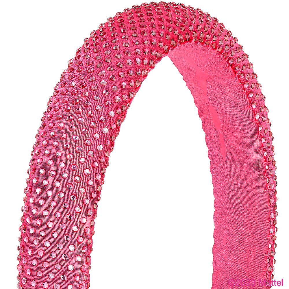 Hair Drama Co Barbie Rhinestone Puff Hair Band With Barbie Charm - Hot Pink - MBD0018