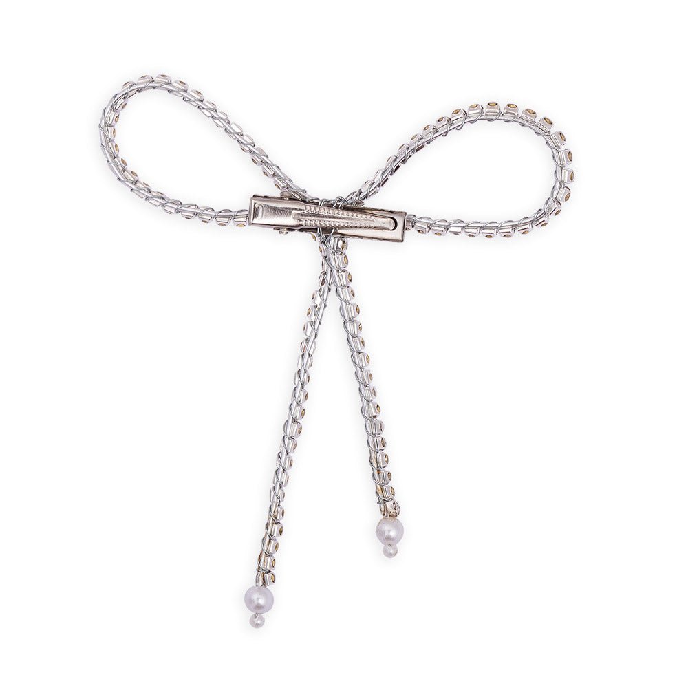 Hair Drama Co Crystal Bow Silver - CLP - 0158