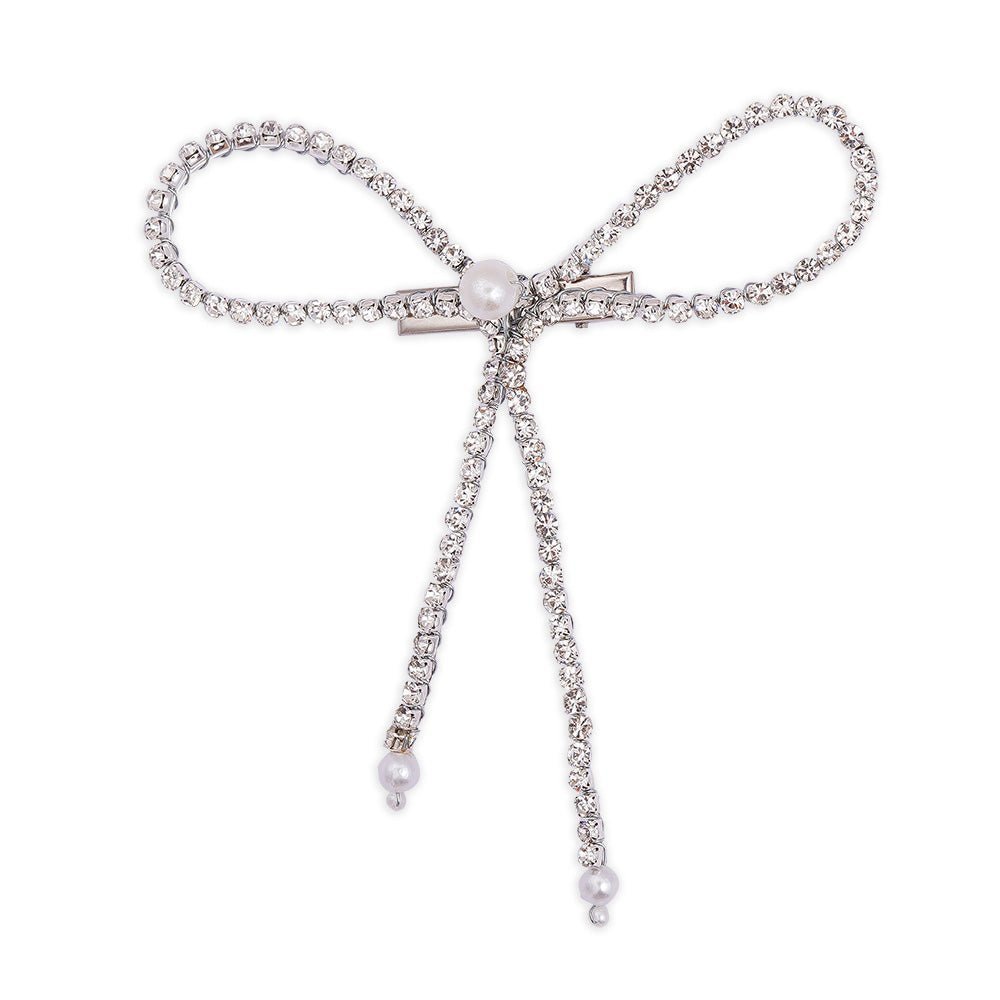 Hair Drama Co Crystal Bow Silver - CLP - 0158
