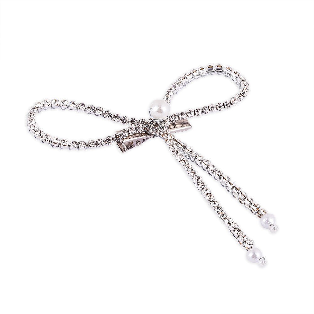 Hair Drama Co Crystal Bow Silver - CLP - 0158