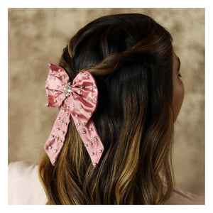 Hair Drama Co Crystal Hair Bow Alligator Clip - Pink - CLP - 0154