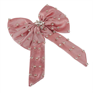 Hair Drama Co Crystal Hair Bow Alligator Clip - Pink - CLP - 0154