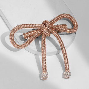 Hair Drama Co Crystal Hair Bow Barrette Clip - Champagne - CLP - 0219