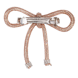 Hair Drama Co Crystal Hair Bow Barrette Clip - Champagne - CLP - 0219