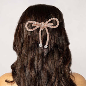 Hair Drama Co Crystal Hair Bow Barrette Clip - Champagne - CLP - 0219