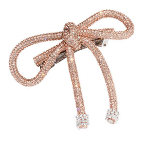 Hair Drama Co Crystal Hair Bow Barrette Clip - Champagne - CLP - 0219