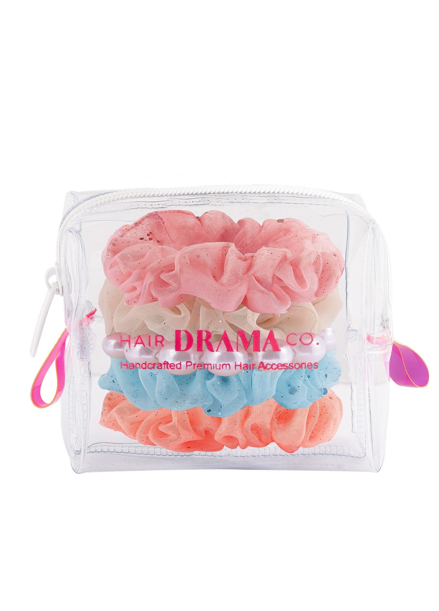 Hair Drama Co Luxury Scrunchies Set of 5 with free pouch - Unicorn Gift Set - SCN - 0125