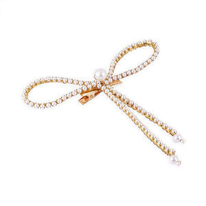 Hair Drama Co Pearl Hair Bow Alligator Clip - Gold - CLP - 0160