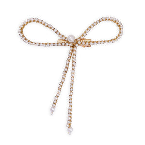 Hair Drama Co Pearl Hair Bow Alligator Clip - Gold - CLP - 0160