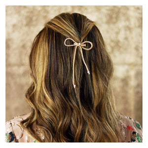 Hair Drama Co Pearl Hair Bow Alligator Clip - Gold - CLP - 0160