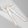 Hair Drama Co Satin Crystal Hair Bow Alligator Clip - Off - White - CLP - 0213