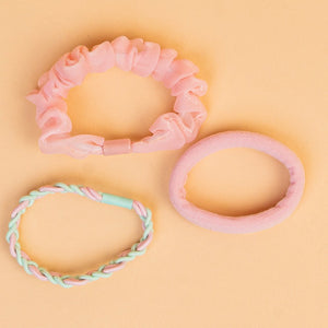 Hair Drama Co Sparkle & Shine Gift Box with 1 Shimmer Hair Band, 2 Hair Pins & 6 Hair Ties - Pink & Yellow - SET - 0281