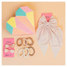 Hair Drama Co Sparkle & Shine Gift Box with 1 Shimmer Hair Bow, 2 Mini Satin Hair Bows & 6 Hair Ties - Beige - SET - 0282
