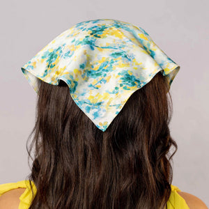 Hair Drama Co Summer Breeze Headscarf Headband with Elastic - Yellow & Green - SCF - 0018