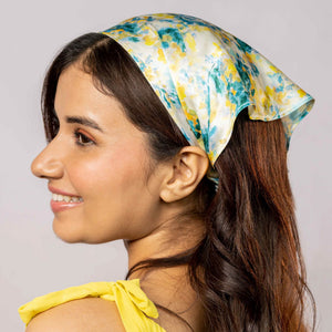 Hair Drama Co Summer Breeze Headscarf Headband with Elastic - Yellow & Green - SCF - 0018