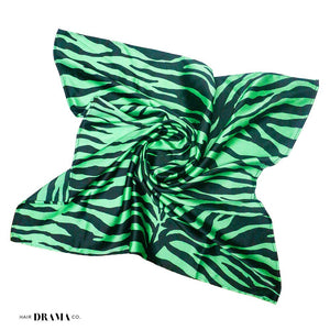 Hair Drama Co Zebra Patterned Scarf - Green - SCF - 0006