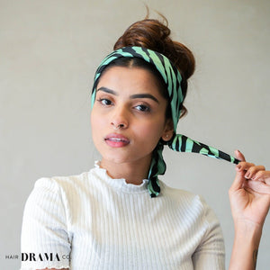 Hair Drama Co Zebra Patterned Scarf - Green - SCF - 0006