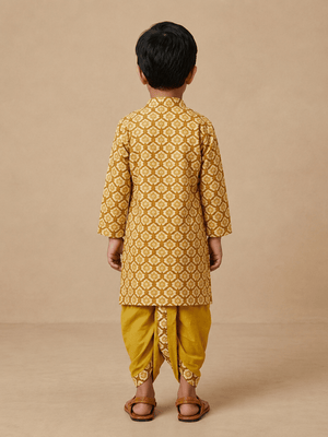 Haldi Bloom Boys Dhoti Kurta Set - 0-6 Months Boys Ethnic Set