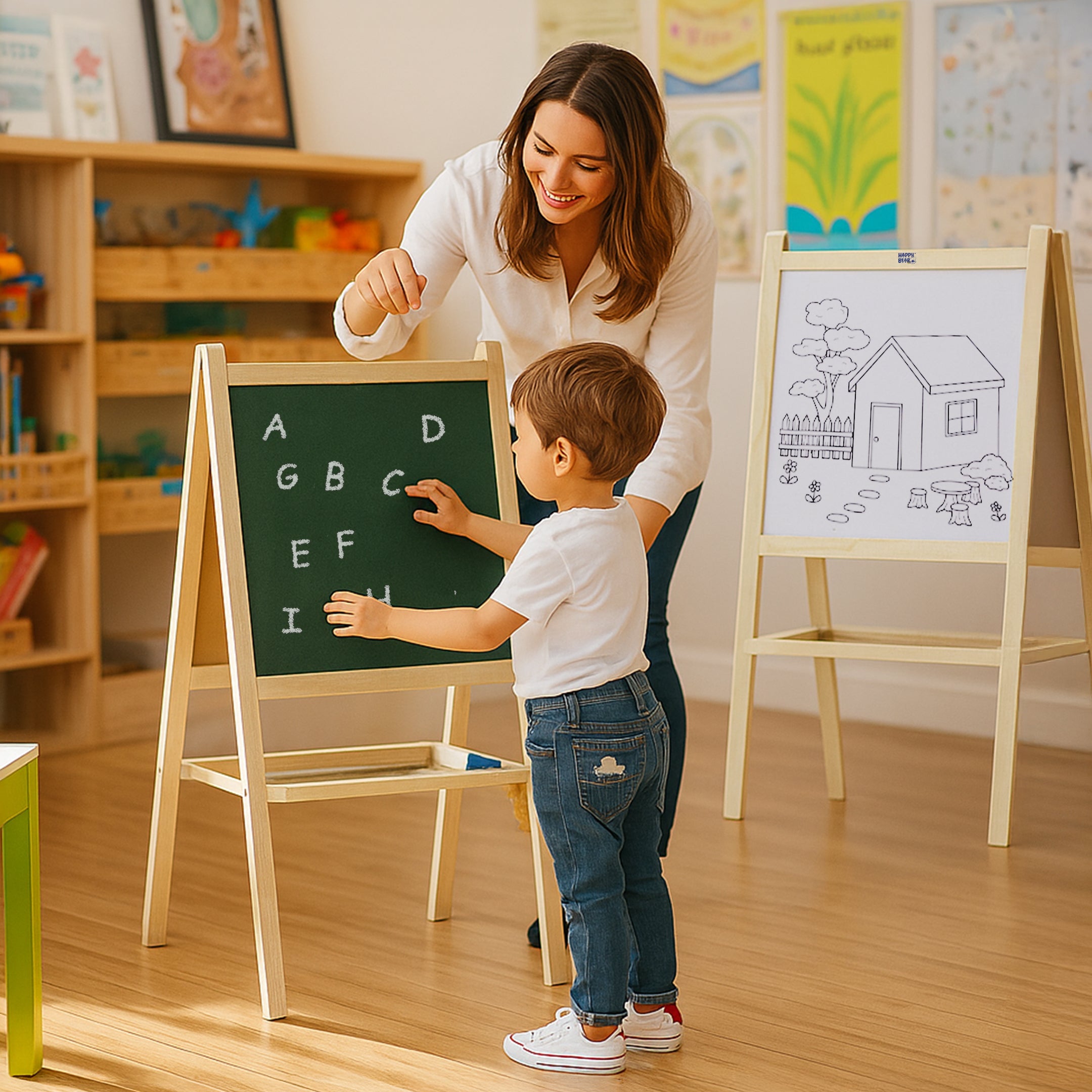 Happy Bear 2 in 1 Double sided Easel Board - HBM_Easel Board