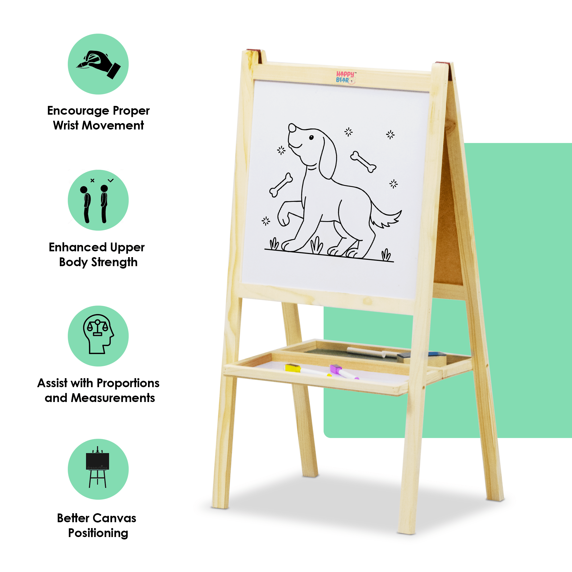 Happy Bear 2 in 1 Double sided Easel Board - HBM_Easel Board