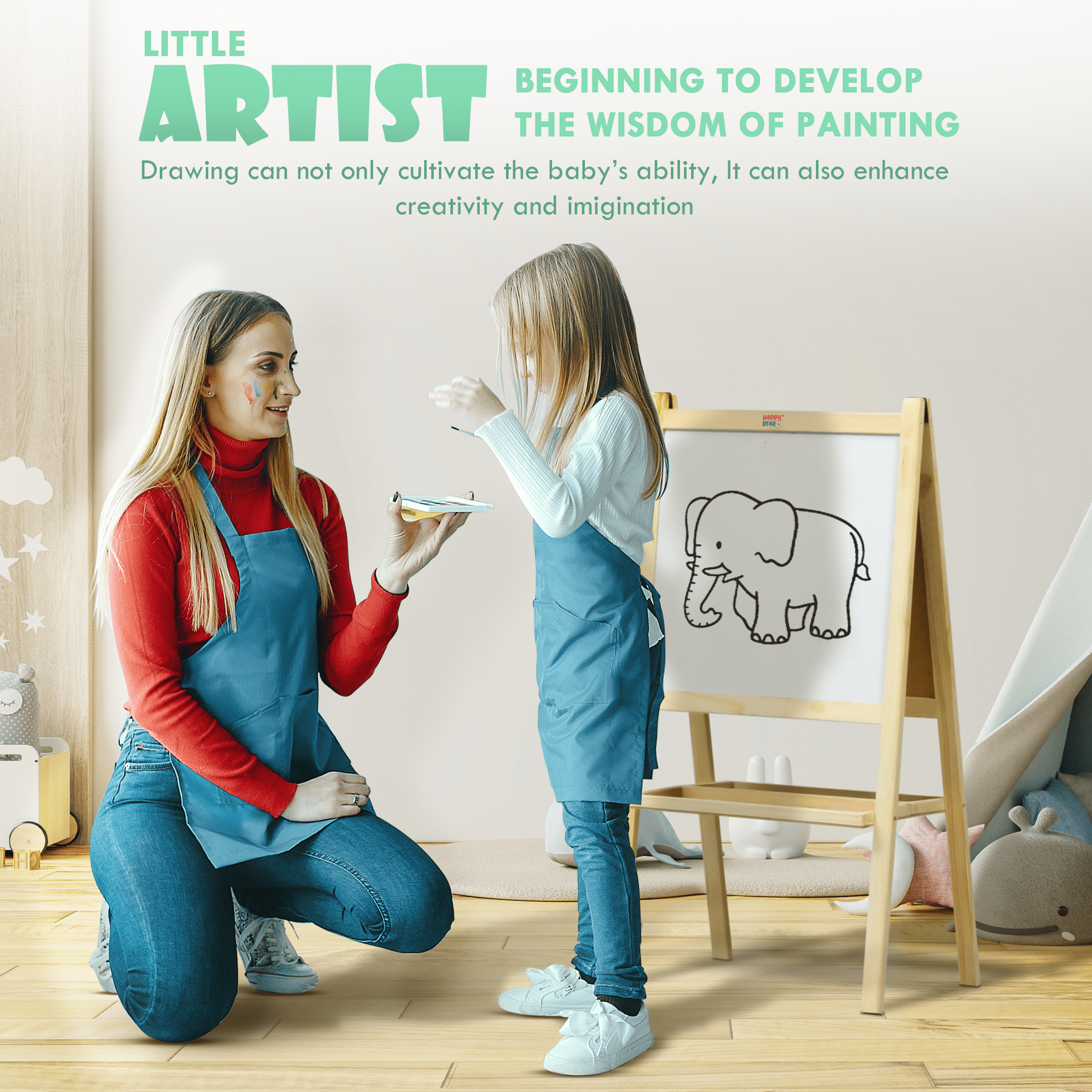 Happy Bear 2 in 1 Double sided Easel Board - HBM_Easel Board