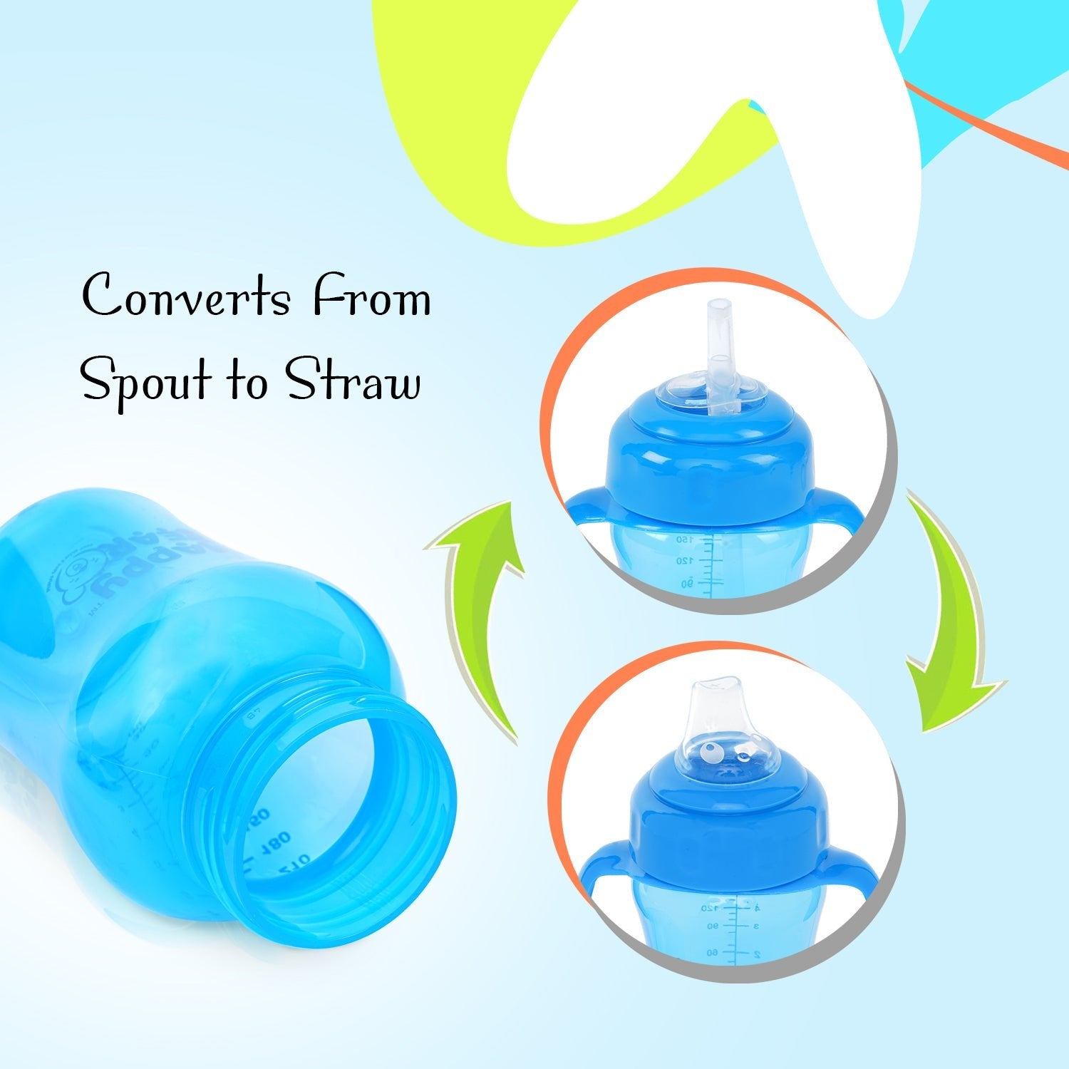 Happy Bear 2 in 1 Spout and Straw Sipper 210ml - HBM_2in1 Spout_Blue