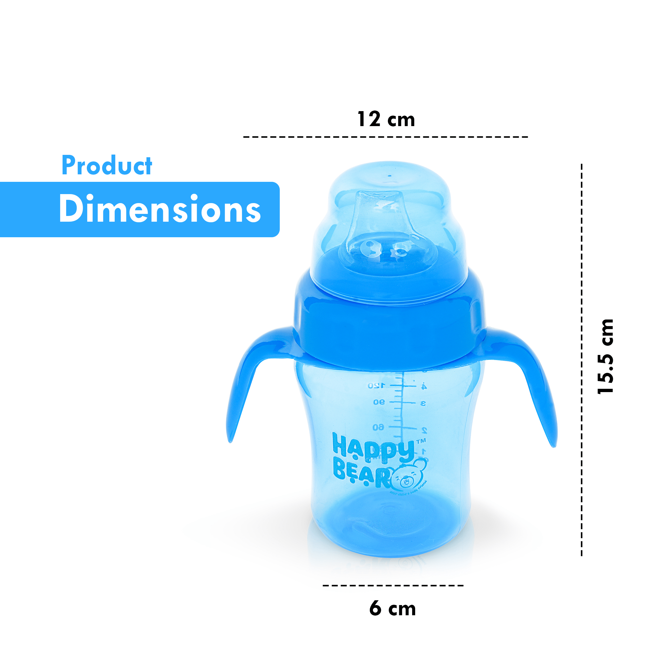 Happy Bear 2 in 1 Spout and Straw Sipper 210ml - HBM_2in1 Spout_Blue