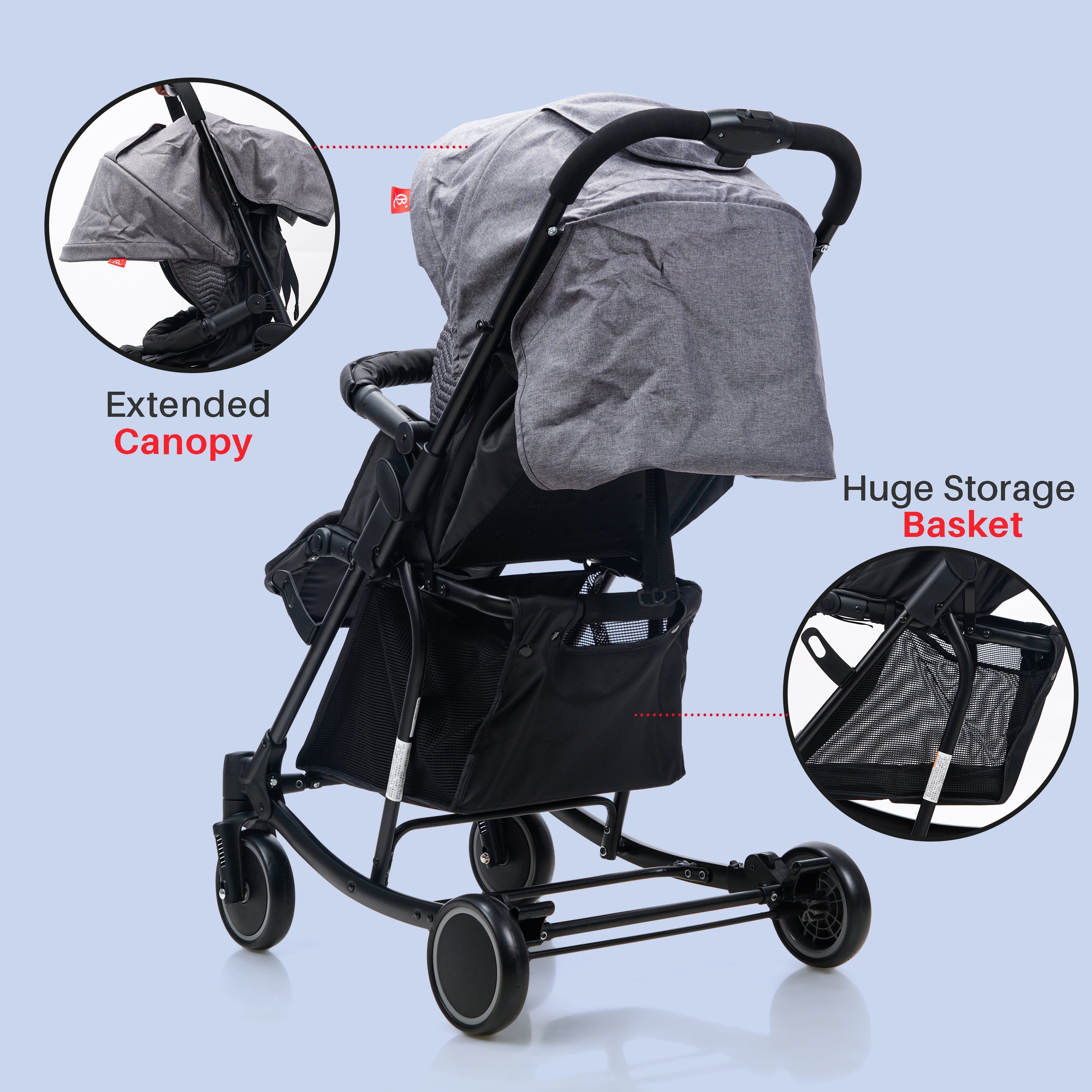 Happy Bear 2 in 1 Stroller cum Rocker - HBM_stroller_Grey