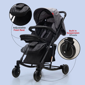 Happy Bear 2 in 1 Stroller cum Rocker - HBM_stroller_Grey