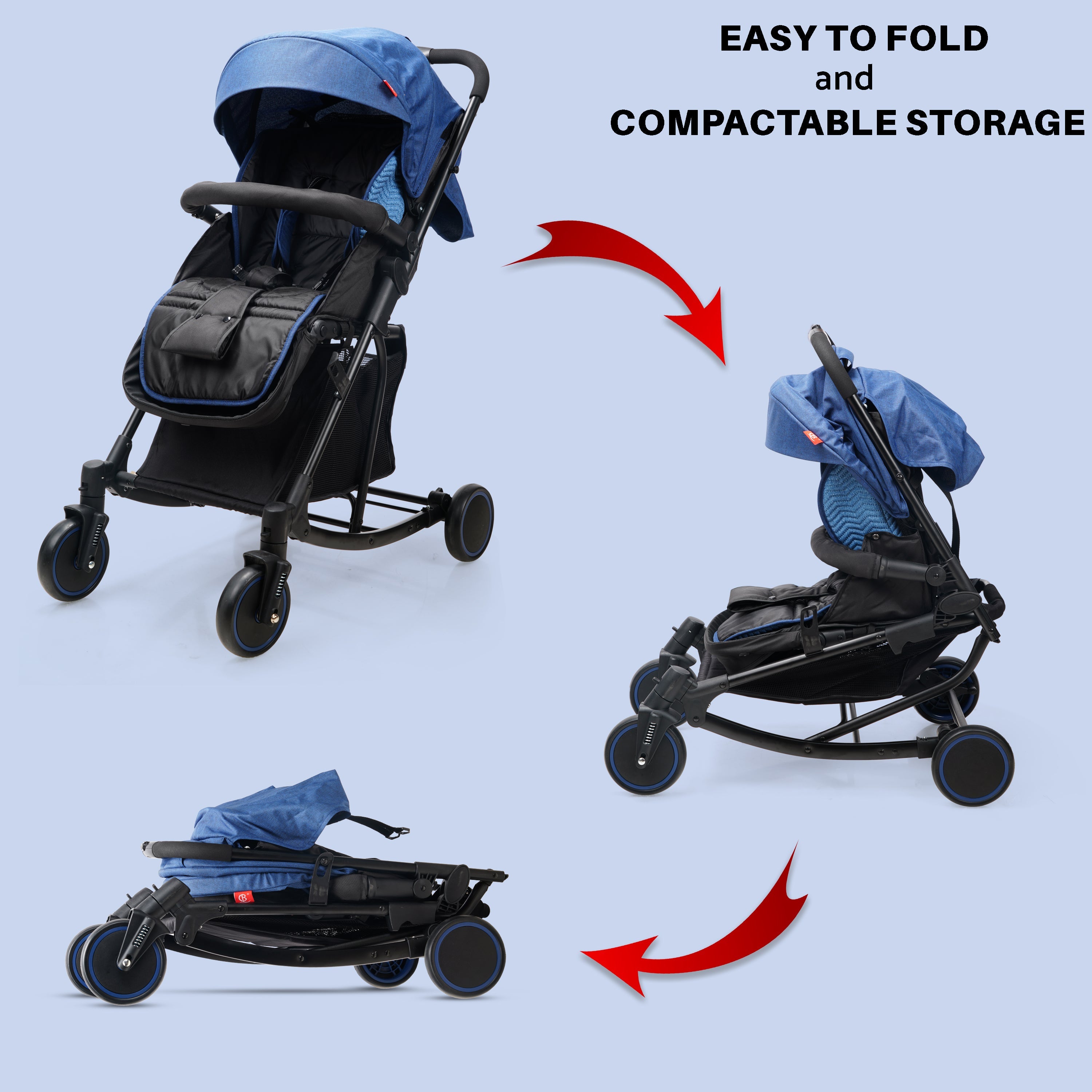 Happy Bear 2 in 1 Stroller cum Rocker - HBM_stroller_blue
