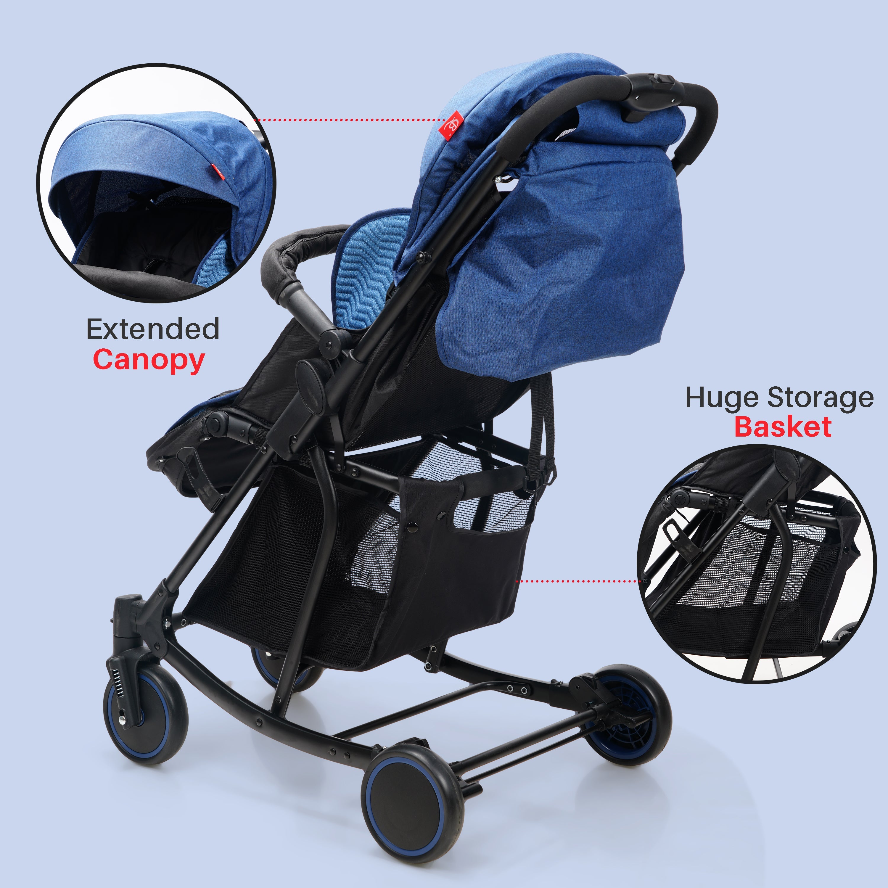 Happy Bear 2 in 1 Stroller cum Rocker - HBM_stroller_blue