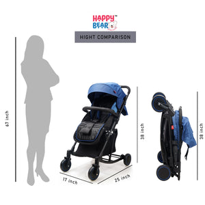 Happy Bear 2 in 1 Stroller cum Rocker - HBM_stroller_blue