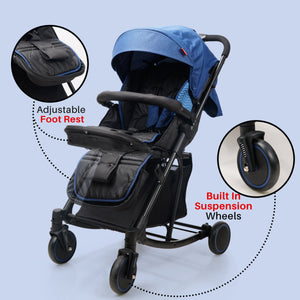 Happy Bear 2 in 1 Stroller cum Rocker - HBM_stroller_blue