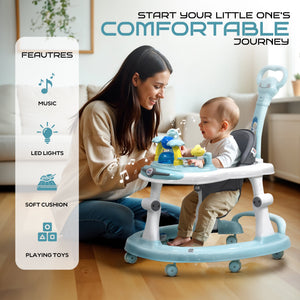 Happy Bear Astro Baby Walker with Handle - HBM_Walkerhandle_blu