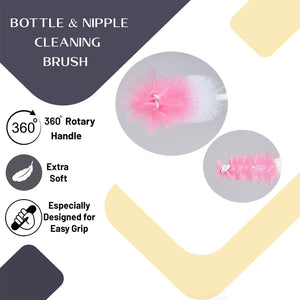 Happy Bear Bottle & Nipple Cleaning Brush - HBM_CleaningBrush_Pink