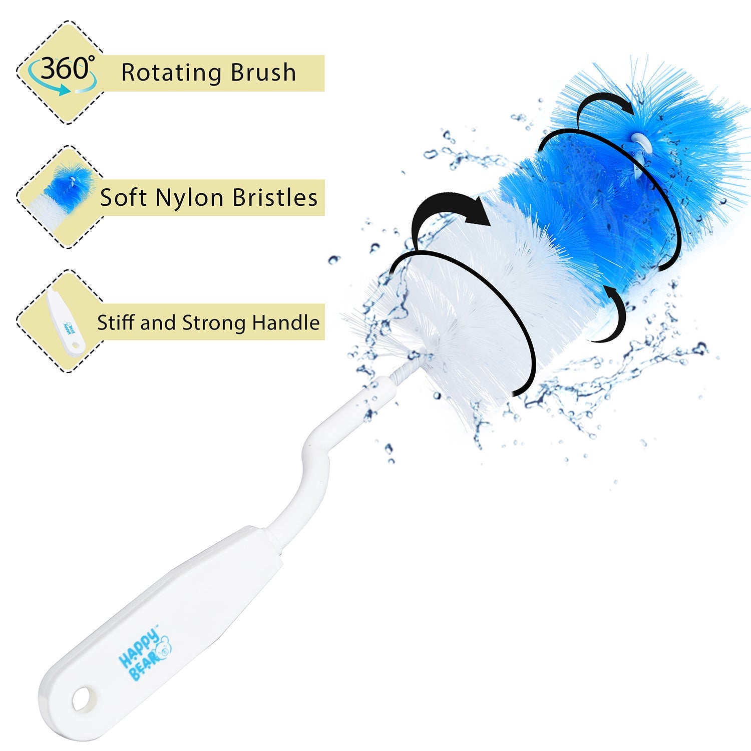 Happy Bear Bottle & Nipple Cleaning Brush - HBM_CleaningBrush_Blue