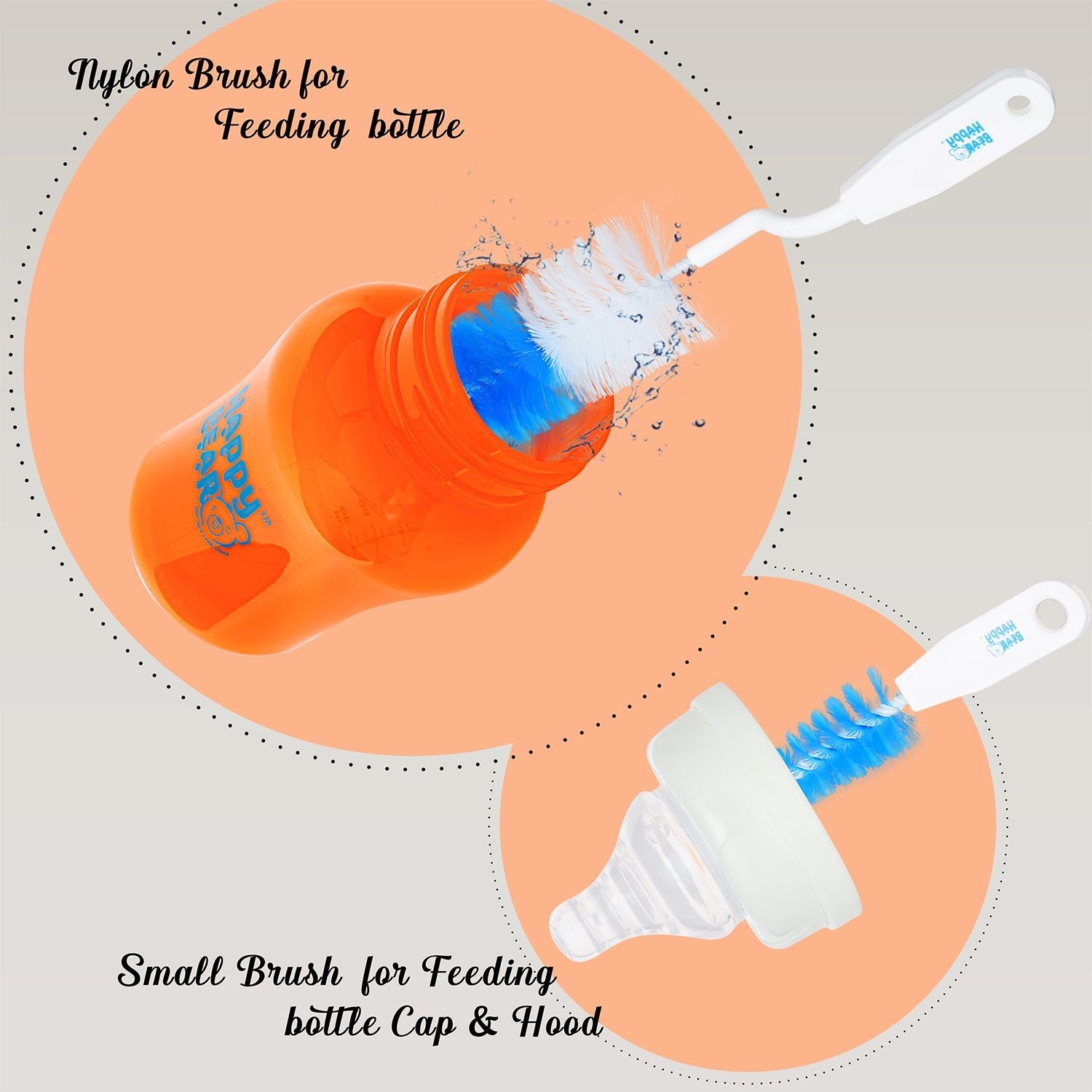 Happy Bear Bottle & Nipple Cleaning Brush - HBM_CleaningBrush_Blue