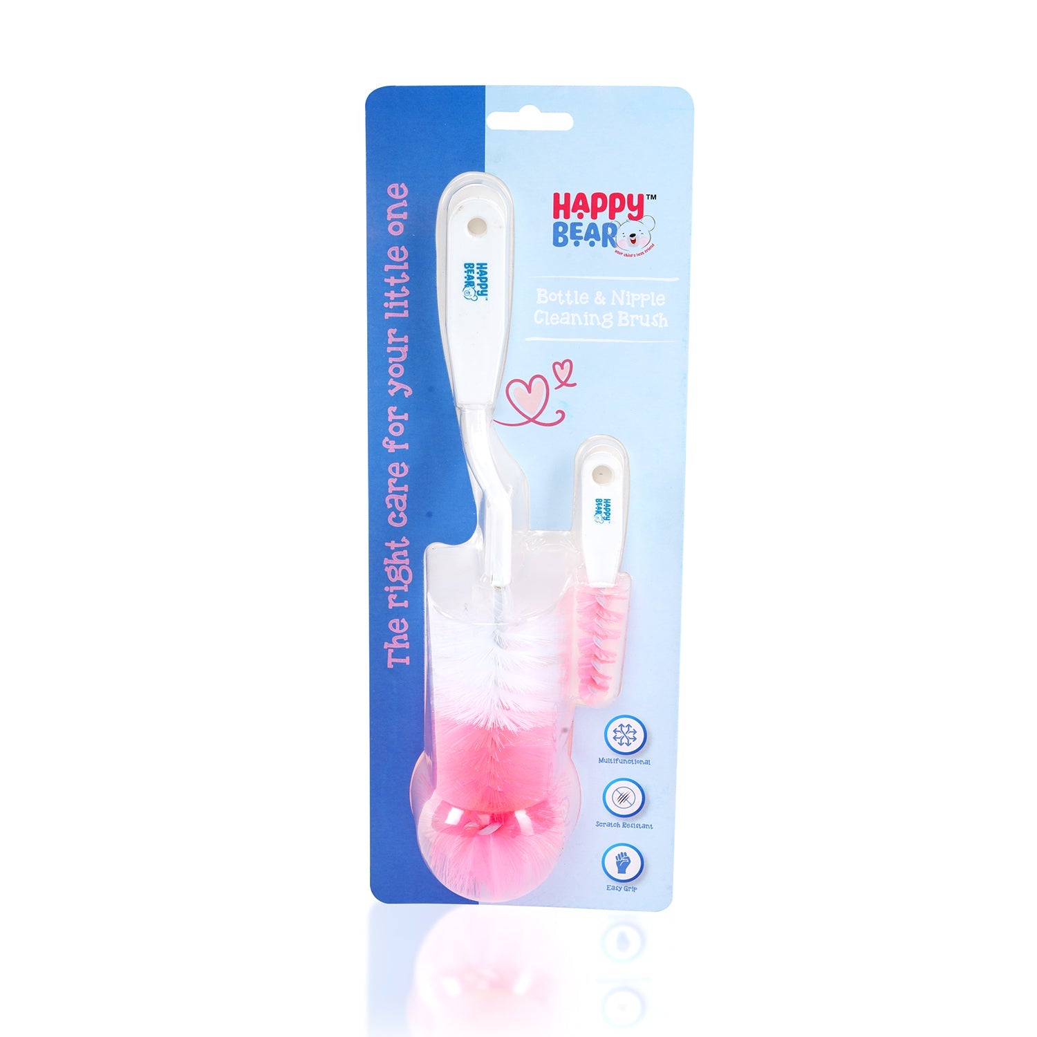 Happy Bear Bottle & Nipple Cleaning Brush - HBM_CleaningBrush_Pink
