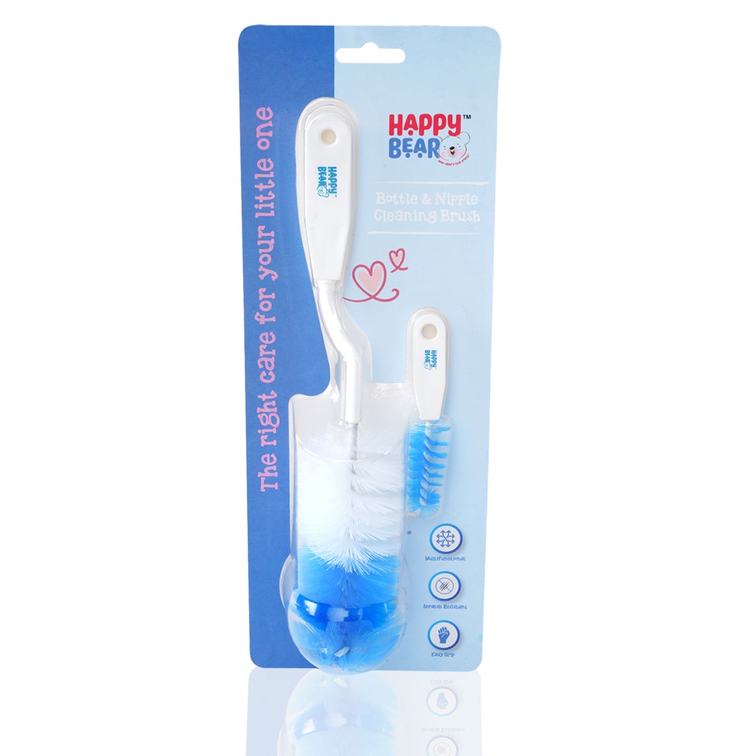 Happy Bear Bottle & Nipple Cleaning Brush - HBM_CleaningBrush_Blue