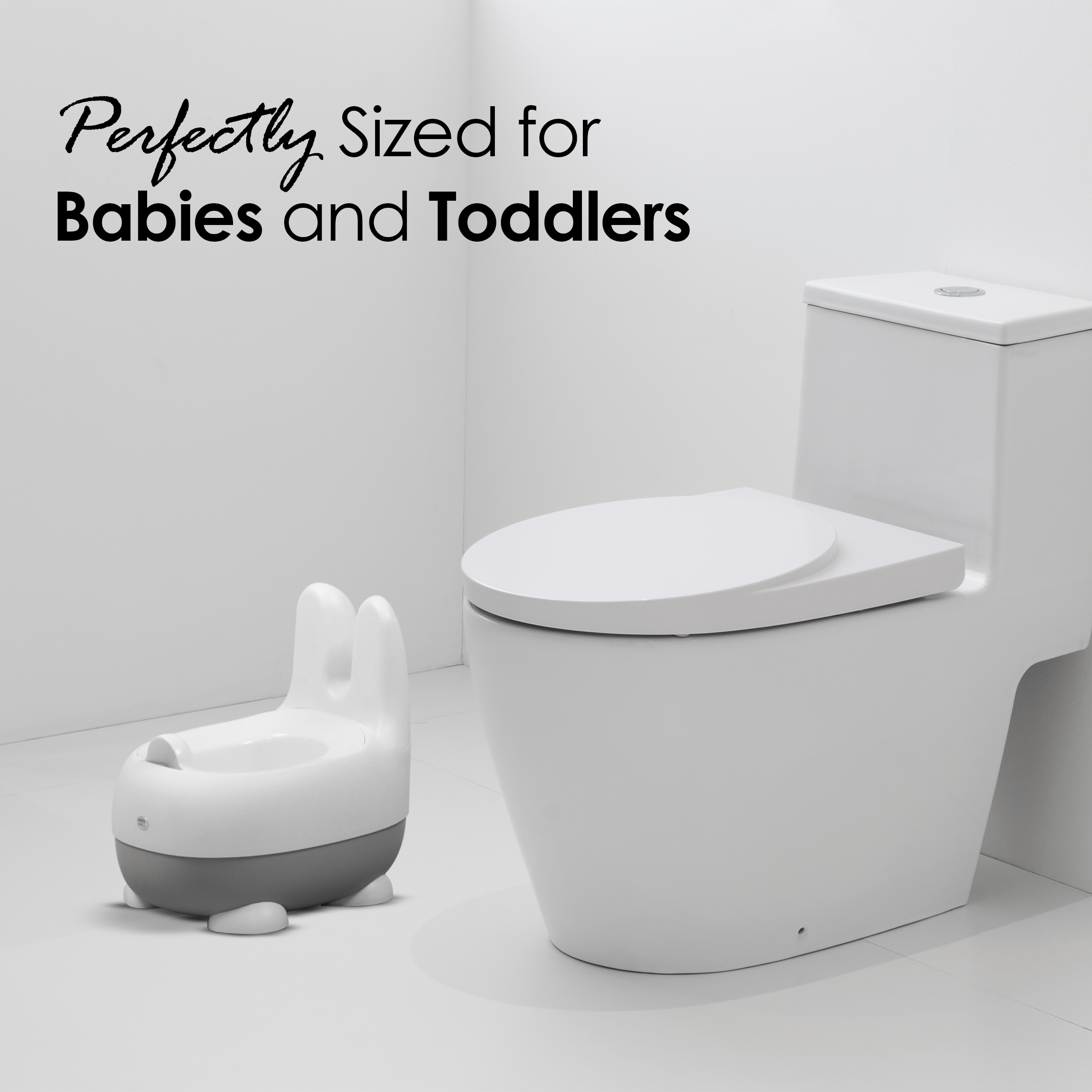 Happy Bear Bunny Potty seat - Potty Training Seat for 6 to 12 months Child - HBM_Bunpot_Grey