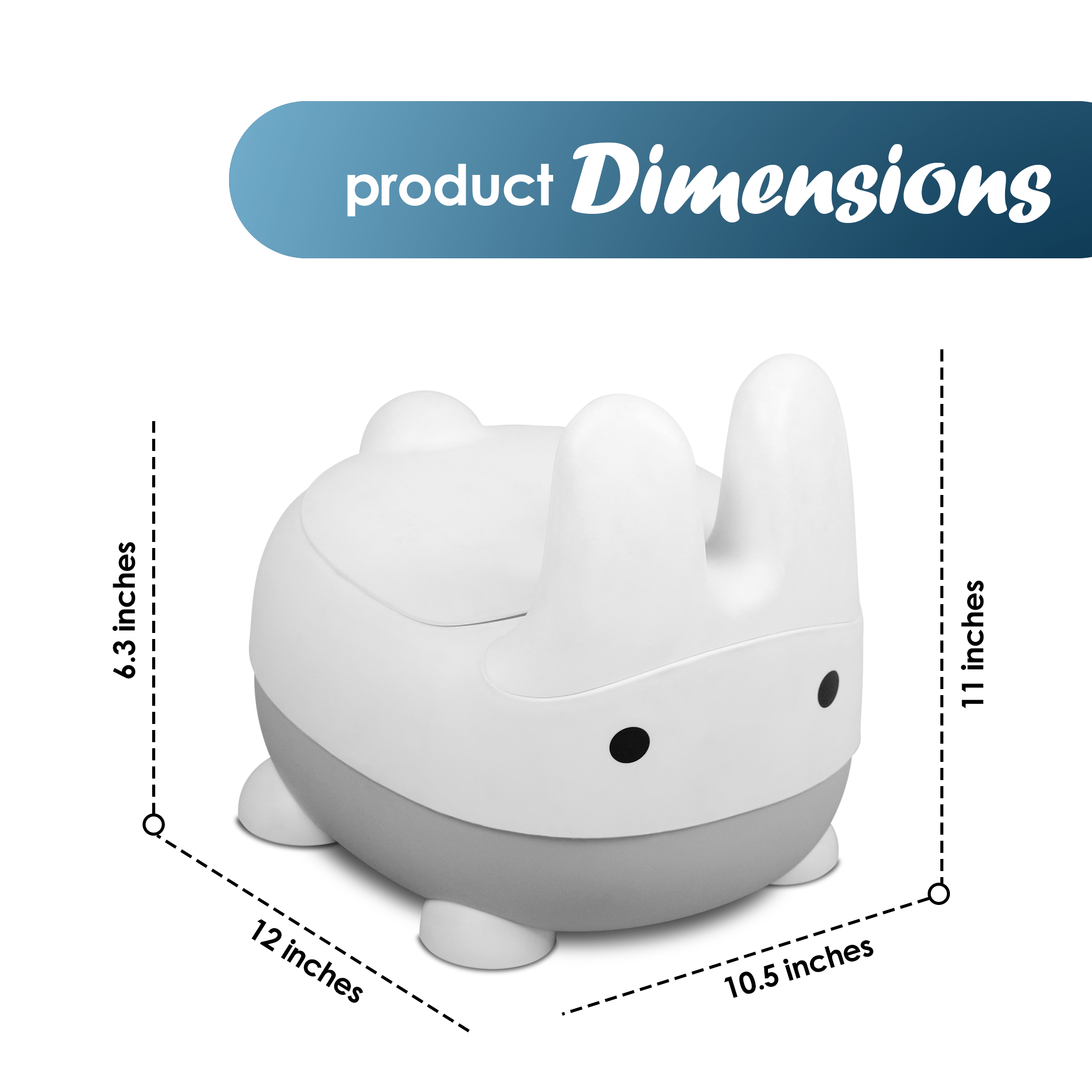 Happy Bear Bunny Potty seat - Potty Training Seat for 6 to 12 months Child - HBM_Bunpot_Grey