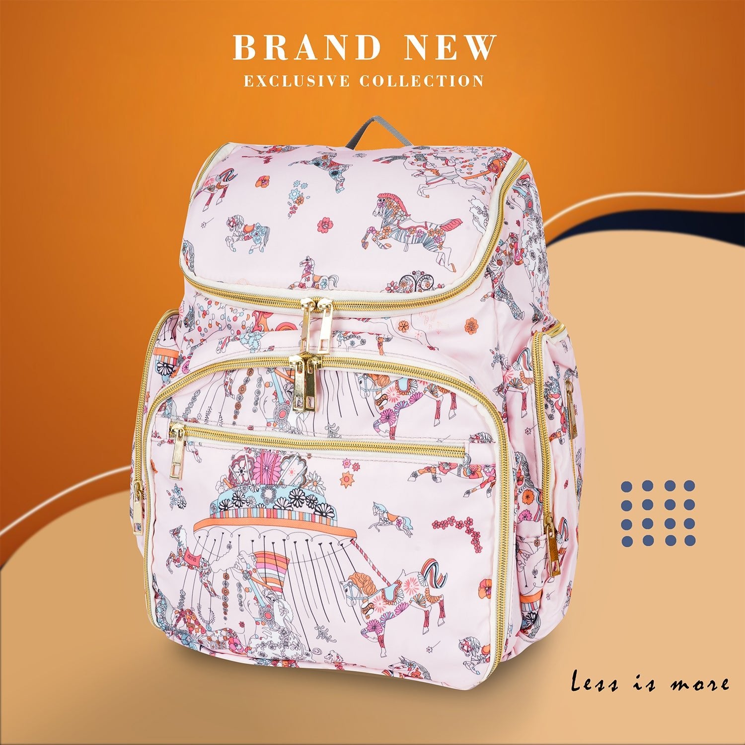 Happy Bear Diaper Backpack for travel - Stylish Convenience for New Moms - HBM_Diaper bag_pink