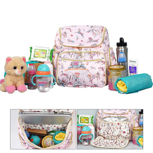 Happy Bear Diaper Backpack for travel - Stylish Convenience for New Moms - HBM_Diaper bag_pink