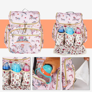 Happy Bear Diaper Backpack for travel - Stylish Convenience for New Moms - HBM_Diaper bag_pink