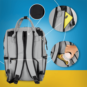 Happy Bear Diaper Bag with Laptop Compartment - HBM_Totebag_Grey