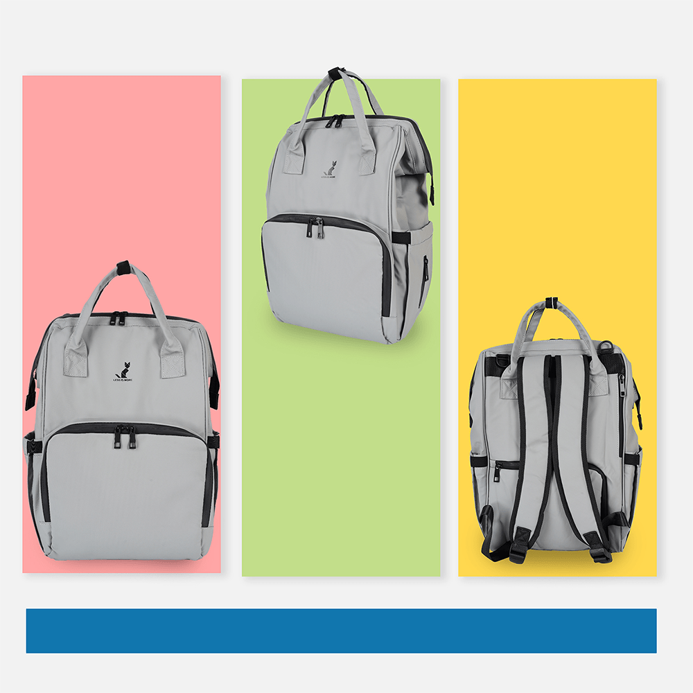 Happy Bear Diaper Bag with Laptop Compartment - HBM_Totebag_Grey