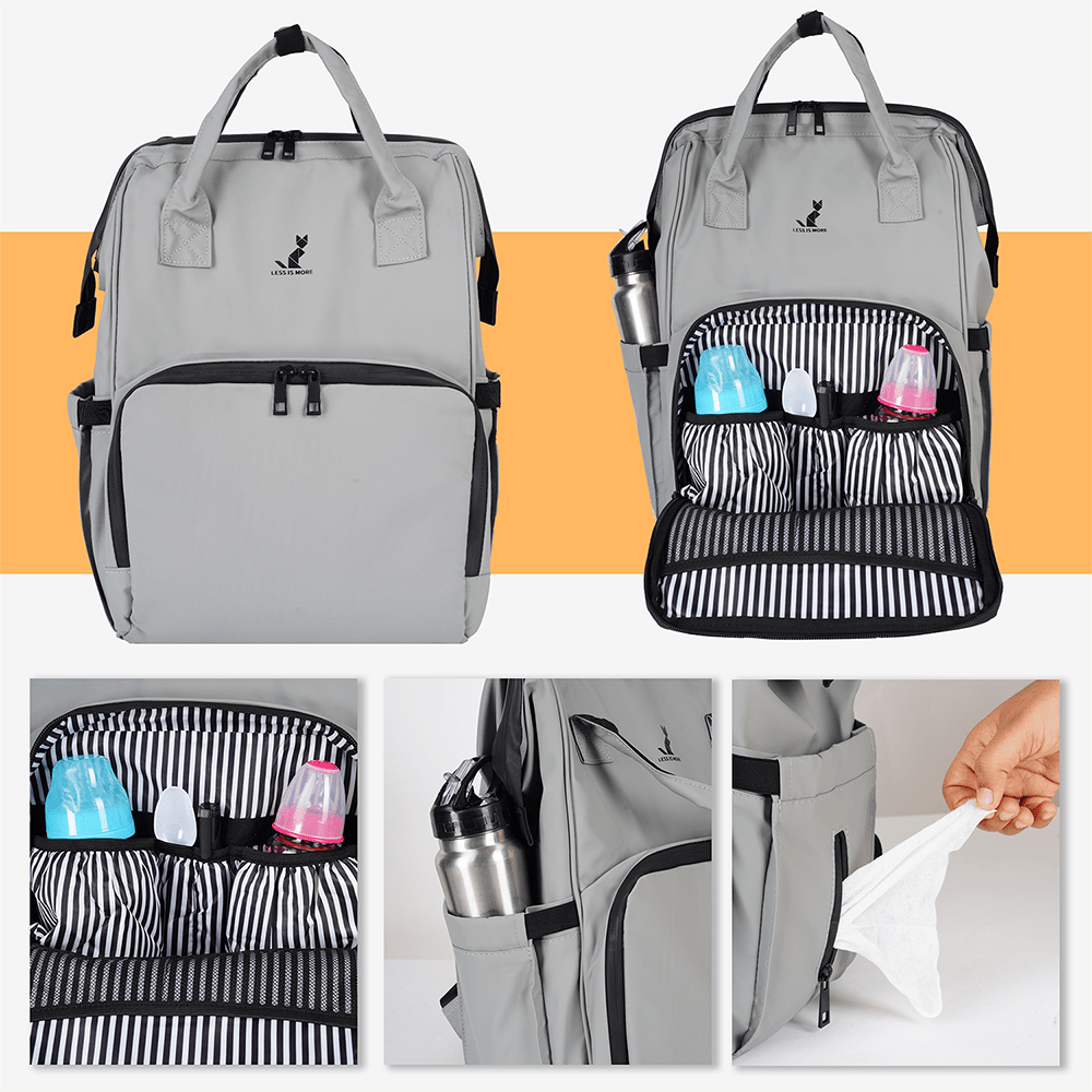 Happy Bear Diaper Bag with Laptop Compartment - HBM_Totebag_Grey